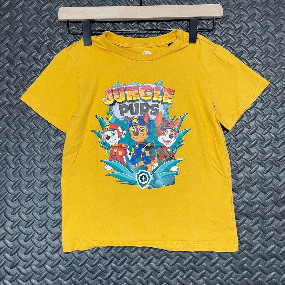 Paw Patrol Nickelodeon Yellow Jungle Pup Print‎ Design T Shirt Boys Size 7-8
